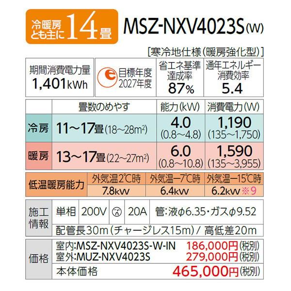 MSZ-NXV4023S-W