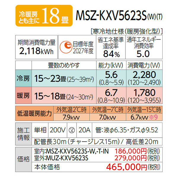 MSZ-KXV5623S-W