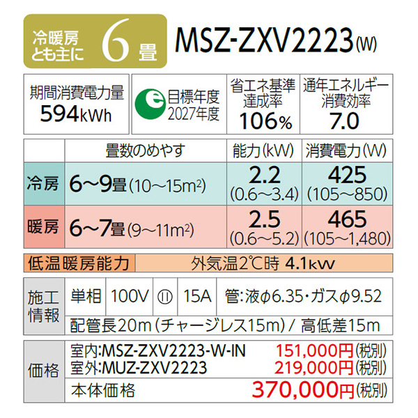 MSZ-ZXV2223-W