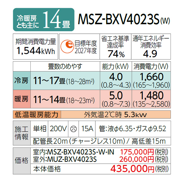 MSZ-BXV4023S-W