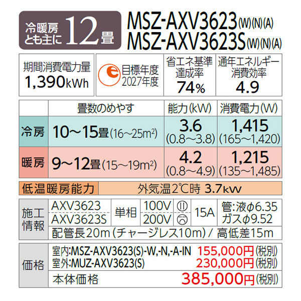 MSZ-AXV3623S-W