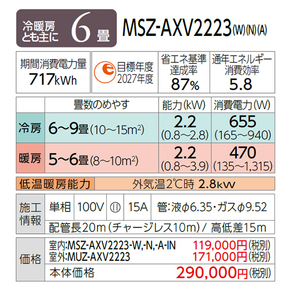 MSZ-AXV2223-W