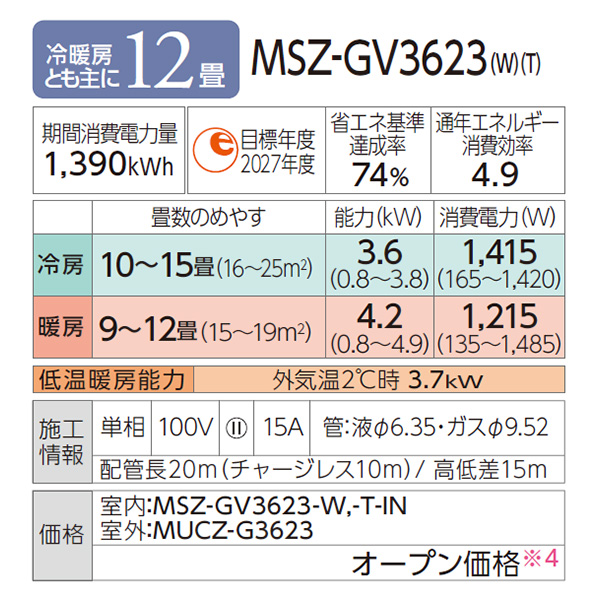 MSZ-GV3623-W