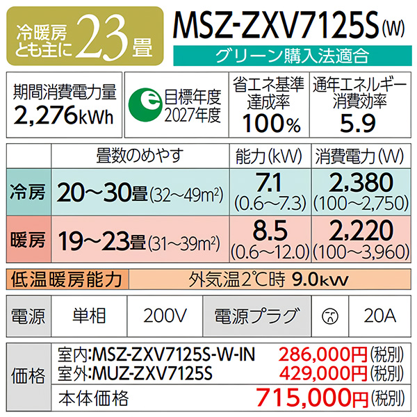 MSZ-ZXV7125S-W