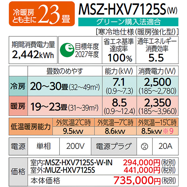 MSZ-HXV7125S-W