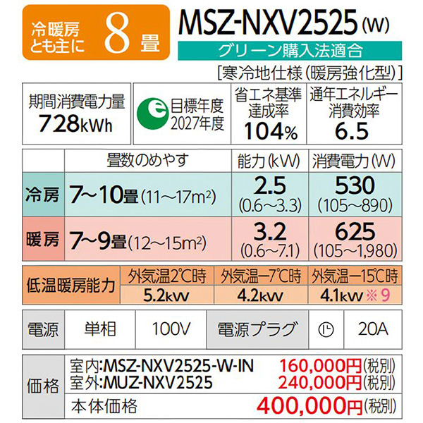 MSZ-NXV2525-W