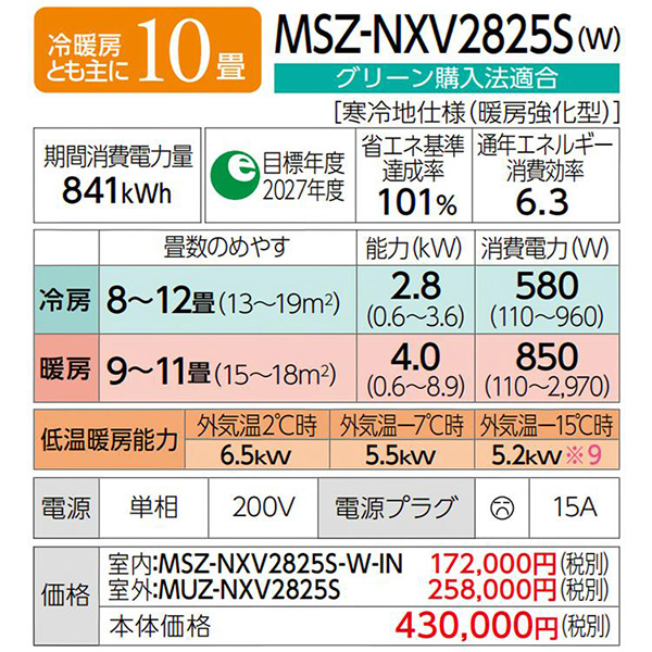 MSZ-NXV2825S-W