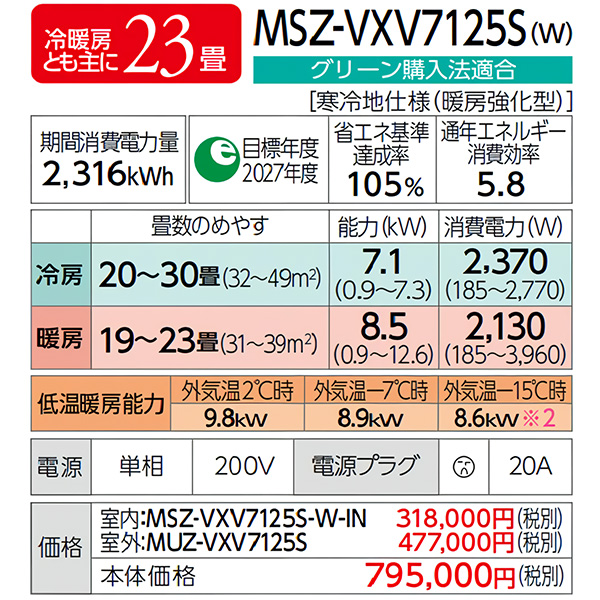 MSZ-VXV7125S-W