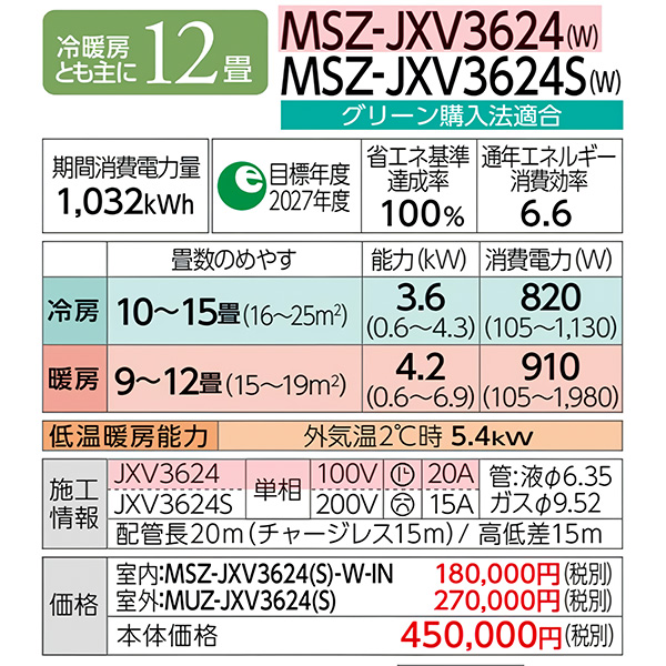 MSZ-JXV3624-W