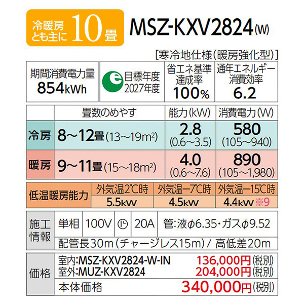 MSZ-KXV2824-W