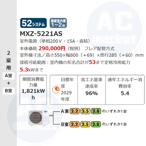 MXZ-5221AS(室外機のみ)
