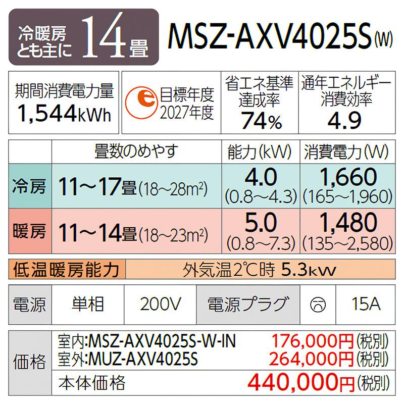 MSZ-AXV4025S-W